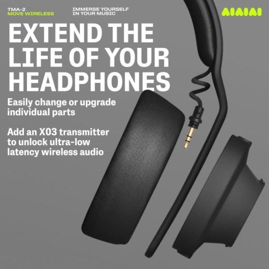 Auriculares AIAIAI TMA-2 Move Wireless inalámbricos Bluetooth para música Diseño modular Negros