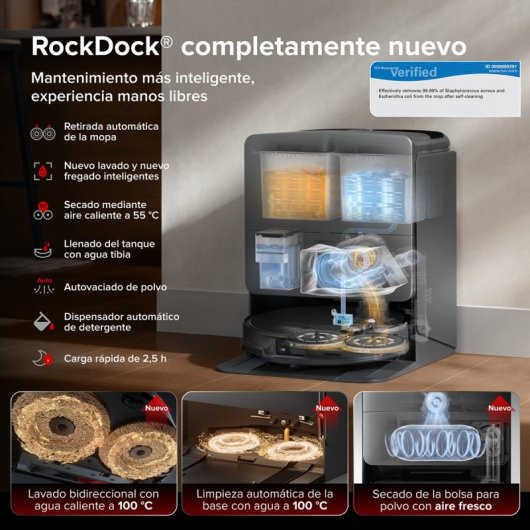 Robot Aspirador y Fregasuelos Roborock Saros 20X con Autovaciado Navegación IA 36.000 Pa Control por Voz