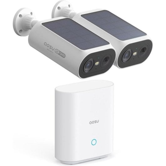 Câmera de vigilância Aosu C8E-2H 2K Visão Noturna Externa IA Painel Solar Áudio Bidirecional