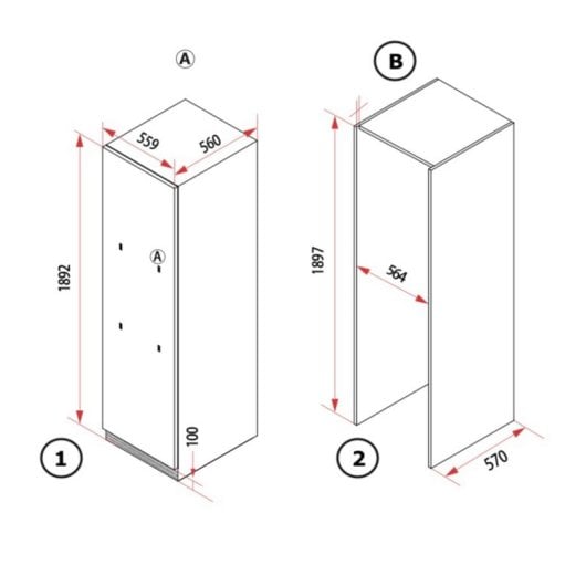 Congelador Cecotec Bolero CoolMarket UF BI-D 222 GREY E integrable 222L Metal Cooling