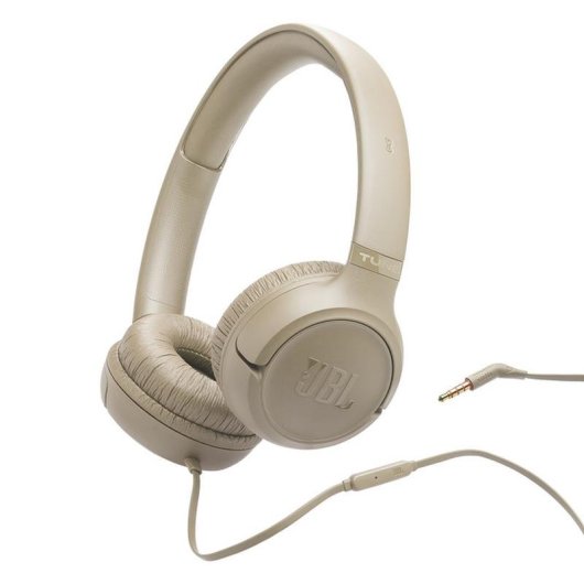 Auriculares JBL Tune 530 avec fil Jack 3,5 mm pour musique et usage quotidien, pliables, beige