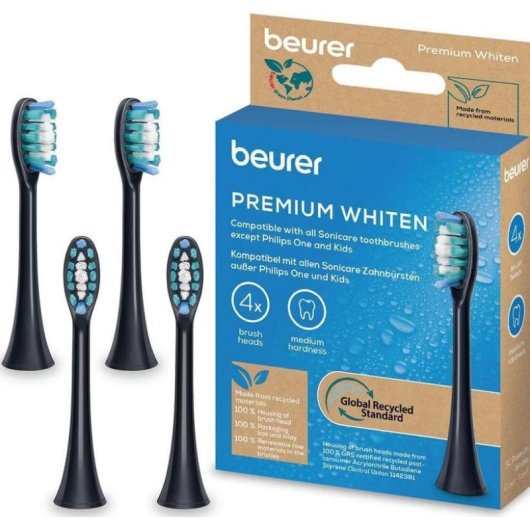 Cabeça de escova Beurer 105.31 Premium Whiten preta compatível Philips 4 unidades