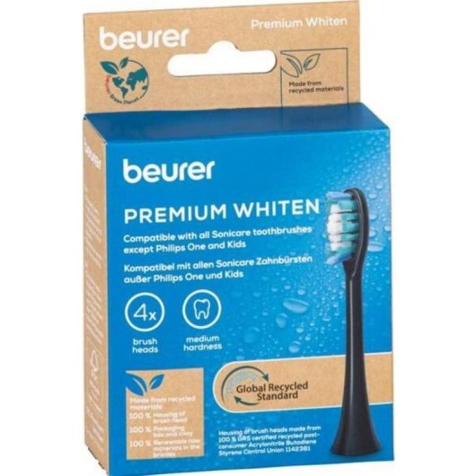 Cabeça de escova Beurer 105.31 Premium Whiten preta compatível Philips 4 unidades