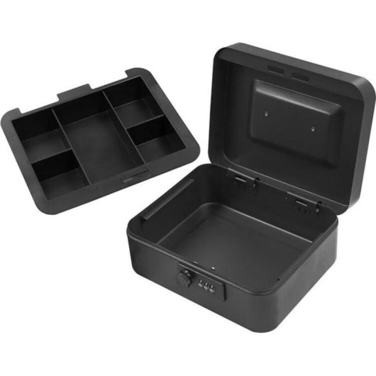 Caixa de dinheiro Tracer TRASEJ47652 aço preto com combinação e compartimentos