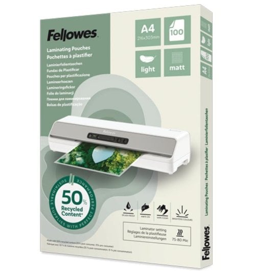 Plastifieuse Fellowes 100143435 A4 Mat 80 µm 100 feuilles recyclées