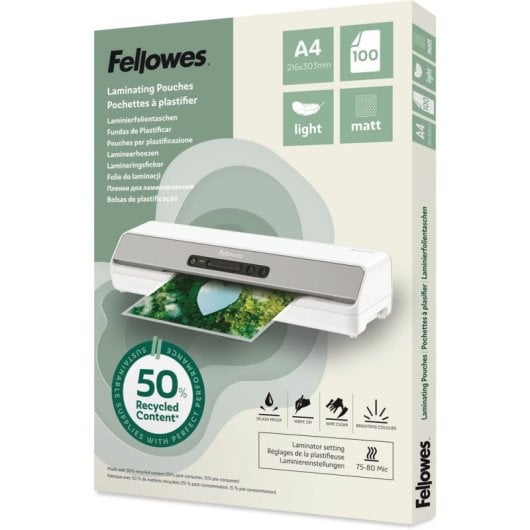 Plastifieuse Fellowes 100143435 A4 Mat 80 µm 100 feuilles recyclées