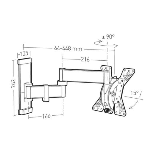 ERARD WAM 200TW3 Support TV Mural Inclinable et Orientable 19 à 49'' VESA 200x100 Max 15kg
