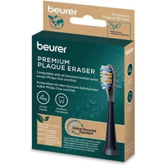 Cabeça de escova Beurer 105.22 compatível Philips cerdas médias 4 unidades preto/cinza