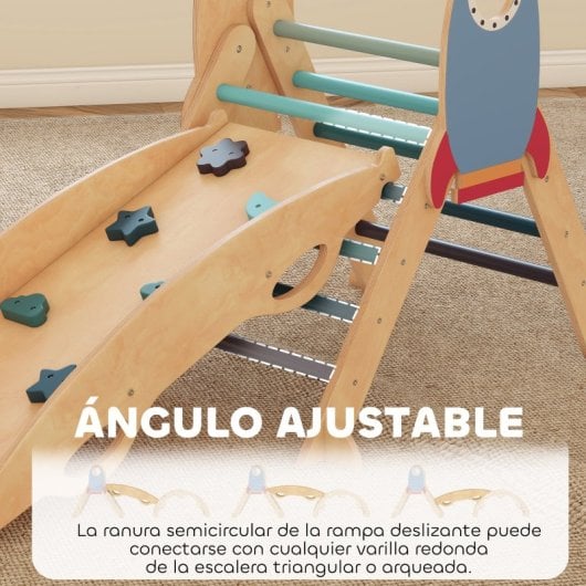 Aiyaplay 8 En 1 Triángulo De Escalada Montessori Con Arco Y Rampa Azul