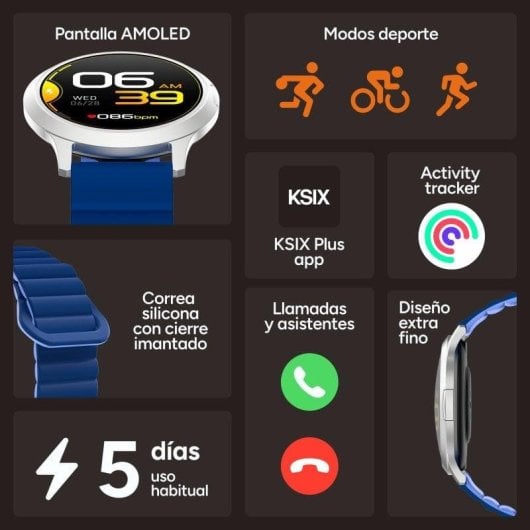Ksix Core 3 Bluetooth 1.32" AMOLED Caixa Champanhe Correa Magnética Bege IP67 5 dias