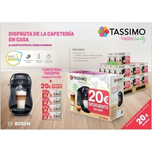 Máquina de café de cápsulas Bosch Tassimo Happy Friendly 0,7L INTELLIBREW
