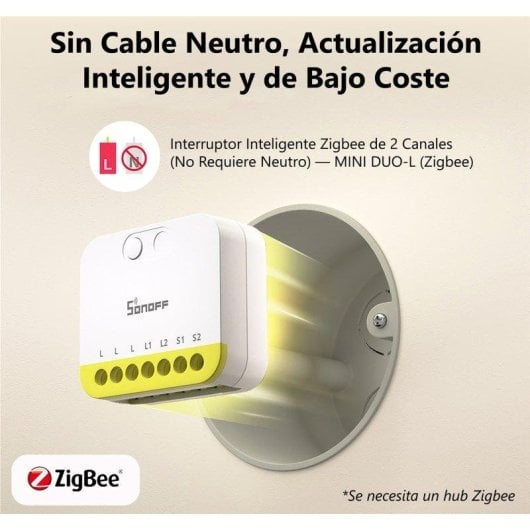Interruptor Inteligente Sonoff MINI DUO-L Zigbee 2 Canais Compatível com Assistentes de Voz
