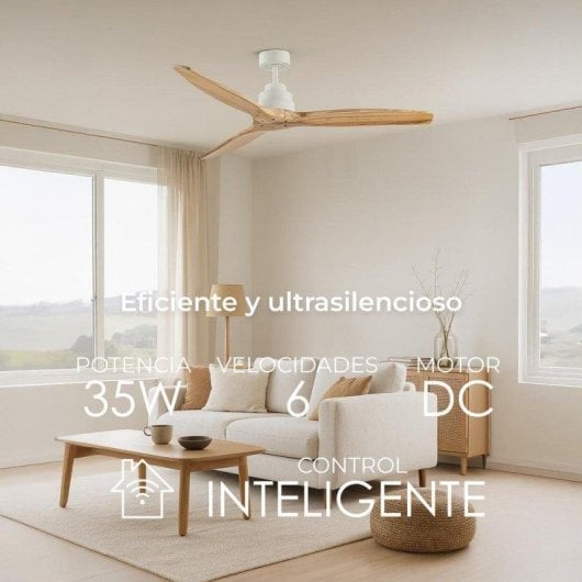 Ventilador de techo YOEVU Helix Haya 132 cm DC Wi-Fi Alexa sin luz