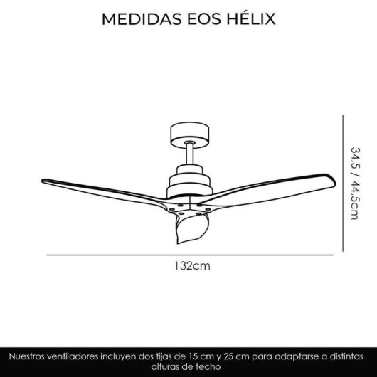 Ventilador de techo YOEVU Helix Haya 132 cm DC Wi-Fi Alexa sin luz