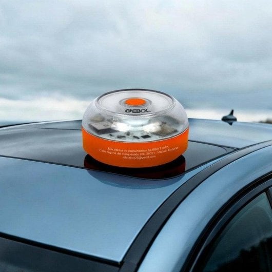 Baliza V16 Ebox MI VP10144-A Homologada DGT Geolocalizada Vodafone Base Magnética Naranja