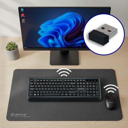 Tastiera UNYKAch Combo UK39 Wireless a membrana layout spagnolo con mouse ottico