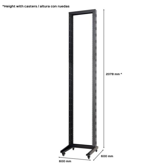 Armario rack Aiten Data F80.66.42OF 42U abierto 2 columnas ruedas 600x600x2078 mm