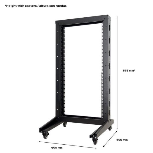 Armario rack Aiten Data F80.66.15OF 15U abierto 2 columnas ruedas 600x600x878 mm