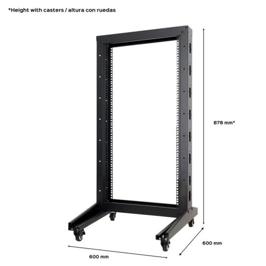 Armario rack Aiten Data F80.66.15OF 15U abierto 2 columnas ruedas 600x600x878 mm