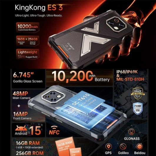 Cubot KingKong ES 3 4G 6GB 256GB 6.75" Schwarz