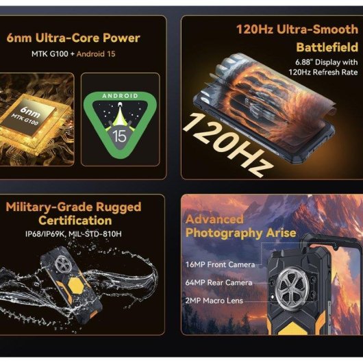 Cubot KingKong Power 5 4G 6GB 6,88" 128GB Orange Extreme Akku