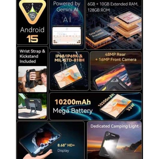 Tablet Cubot Tab KingKong Mini 4G 8,68" 6GB 128GB Negra