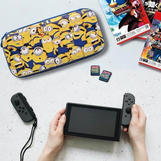 Funda rígida Lazerbuilt Minions Nintendo Switch 2 compartimento jogos