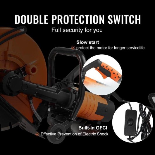 Fresadora de pared VEVOR DC355 corte húmedo 14 pulgadas 2800W 127mm