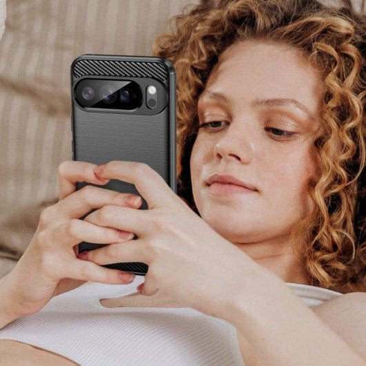 Handyhülle Max Power Digital Carbonfaser Stoßfest Silikon Schwarz für Google Pixel 10 Pro XL