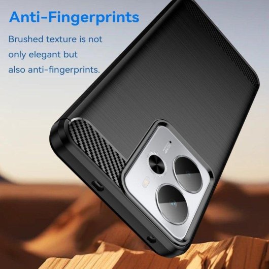 Funda para móvil Max Power Digital Fibra de Carbono Antigolpes Silicona Negra para Realme 14 y 14t