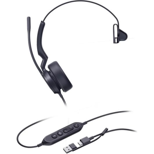 Auriculares Yealink UH44 Mono con cable USB-C/USB-A optimizados para Microsoft Teams negros
