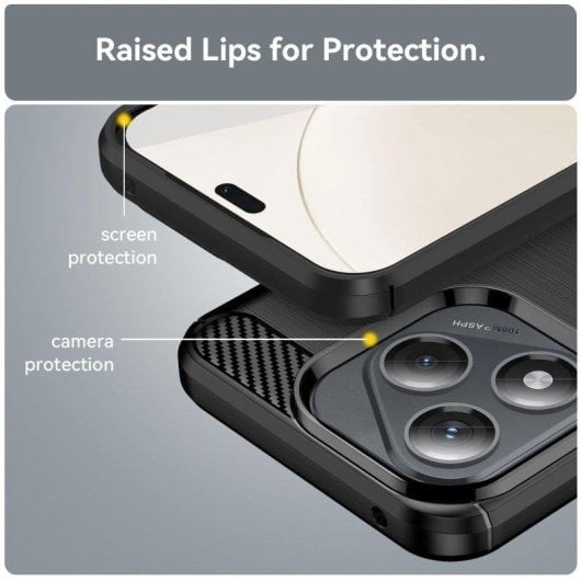 Coque pour mobile Max Power Digital Fibre de Carbone Antichoc Silicone Noir pour Honor 400 Lite