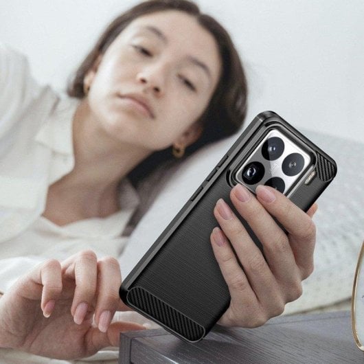 Handyhülle Max Power Digital Carbonfaser Stoßfest Silikon Schwarz für Xiaomi 15 Pro