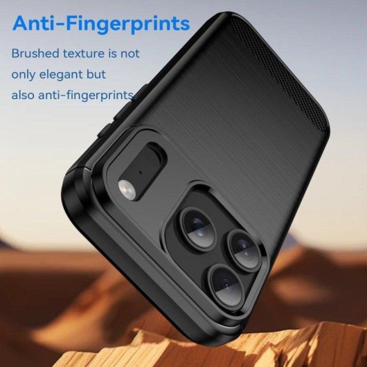 Funda para móvil Max Power Digital Fibra de Carbono Antigolpes Silicona Negra para iPhone 17 Pro