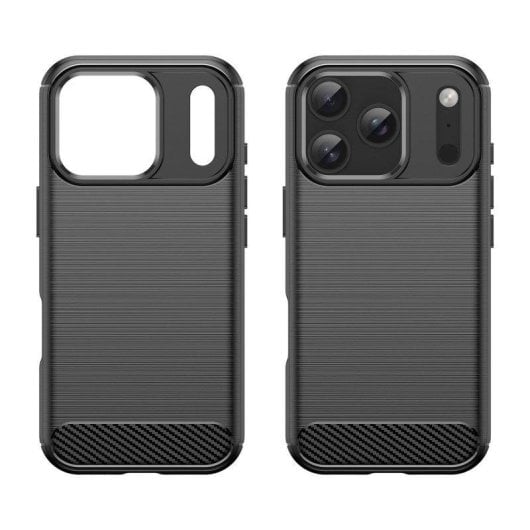 Funda para móvil Max Power Digital Fibra de Carbono Antigolpes Silicona Negra para iPhone 17 Pro
