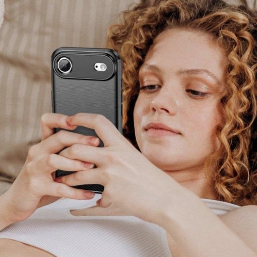 Funda für Handy Max Power Digital Carbonfaser Stoßfest Silikon Schwarz für iPhone Air