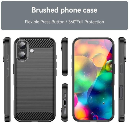 Funda para móvil Max Power Digital Fibra de Carbono Antigolpes Silicona Negra para iPhone 17