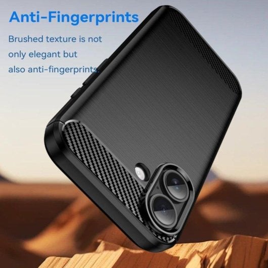 Funda para móvil Max Power Digital Fibra de Carbono Antigolpes Silicona Negra para iPhone 17