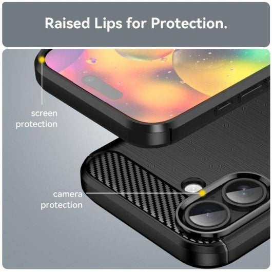 Funda para móvil Max Power Digital Fibra de Carbono Antigolpes Silicona Negra para iPhone 17