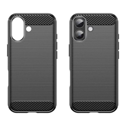 Funda para móvil Max Power Digital Fibra de Carbono Antigolpes Silicona Negra para iPhone 17