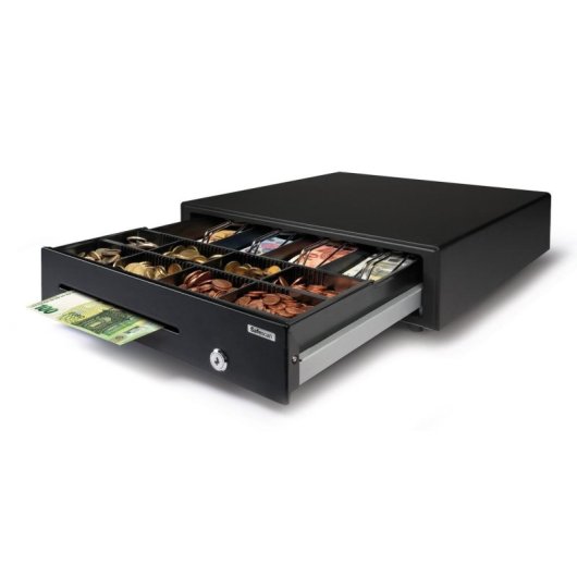 Cassetto portadenaro Safescan SD-4141 acciaio nero 4 banconote 8 monete 24 V