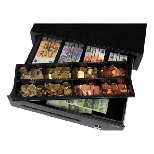 Cassetto portadenaro Safescan SD-4141 acciaio nero 4 banconote 8 monete 24 V