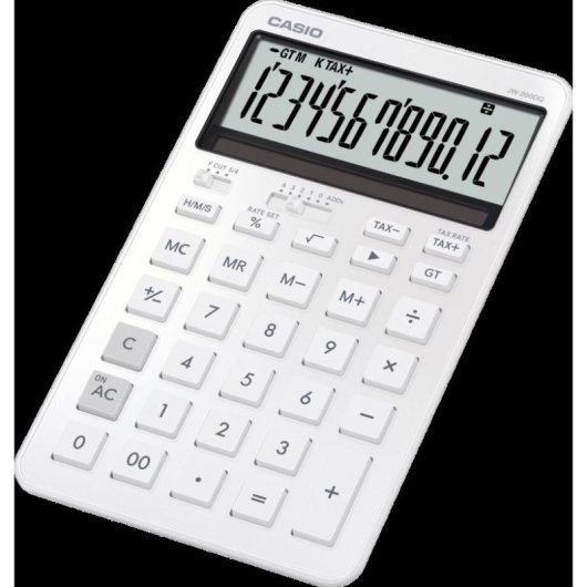 Tischrechner Casio JW-200DQ Weiß 12-stellig Metall Solar Batterie