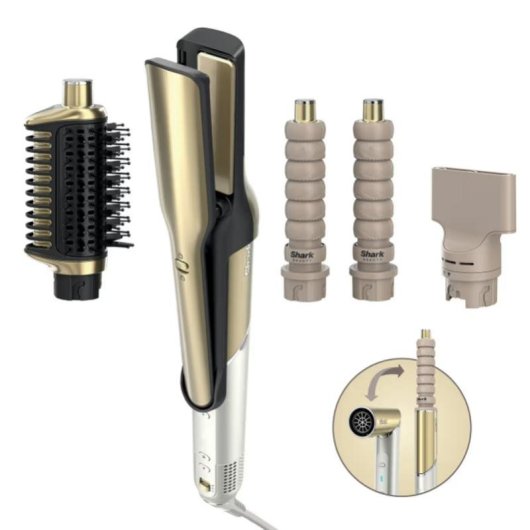 Multistyler Shark Glam Straight & Waves 1500W Ceramica Airflow 3 Temperature 4 Accessori Oro Bianco
