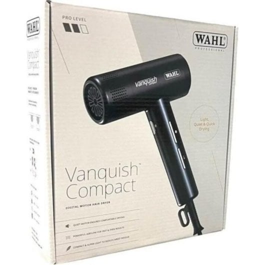 Secador de Pelo Profesional Iónico Wahl Vanquish Compact 1600W 4 Temperaturas 3 Velocidades con Accesorios Negro