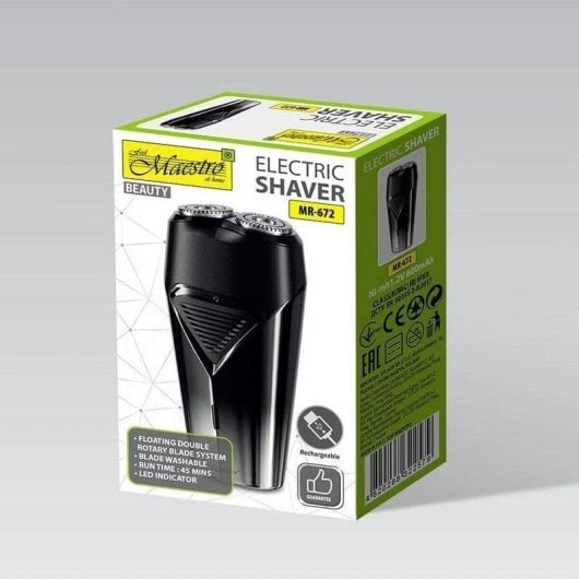 Afeitadora Facial Maestro MR-672 Inalámbrica 45min Seco y Mojado 2 Cuchillas