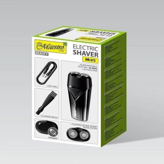 Afeitadora Facial Maestro MR-672 Inalámbrica 45min Seco y Mojado 2 Cuchillas