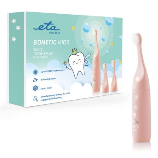 Cepillo dental eléctrico ETA Sonetic Kids rosa sónico 18000 movimientos temporizador