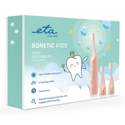 Cepillo dental eléctrico ETA Sonetic Kids rosa sónico 18000 movimientos temporizador