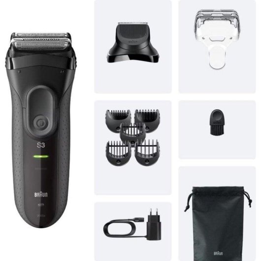 Afeitadora Facial Braun 3000BT Inalámbrica 45min Seco y Mojado 5 Ajustes 5 Peines Carga Rápida